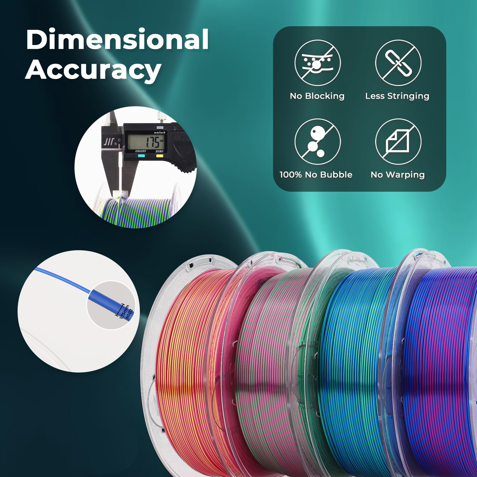 AMOLEN Filament PLA Filamento para Impresora 3D de Madera Oscura, Filamento PLA de 1,75 mm, 1 kg/2,2 lb, Precisión Dimensional +/- 0,02 mm