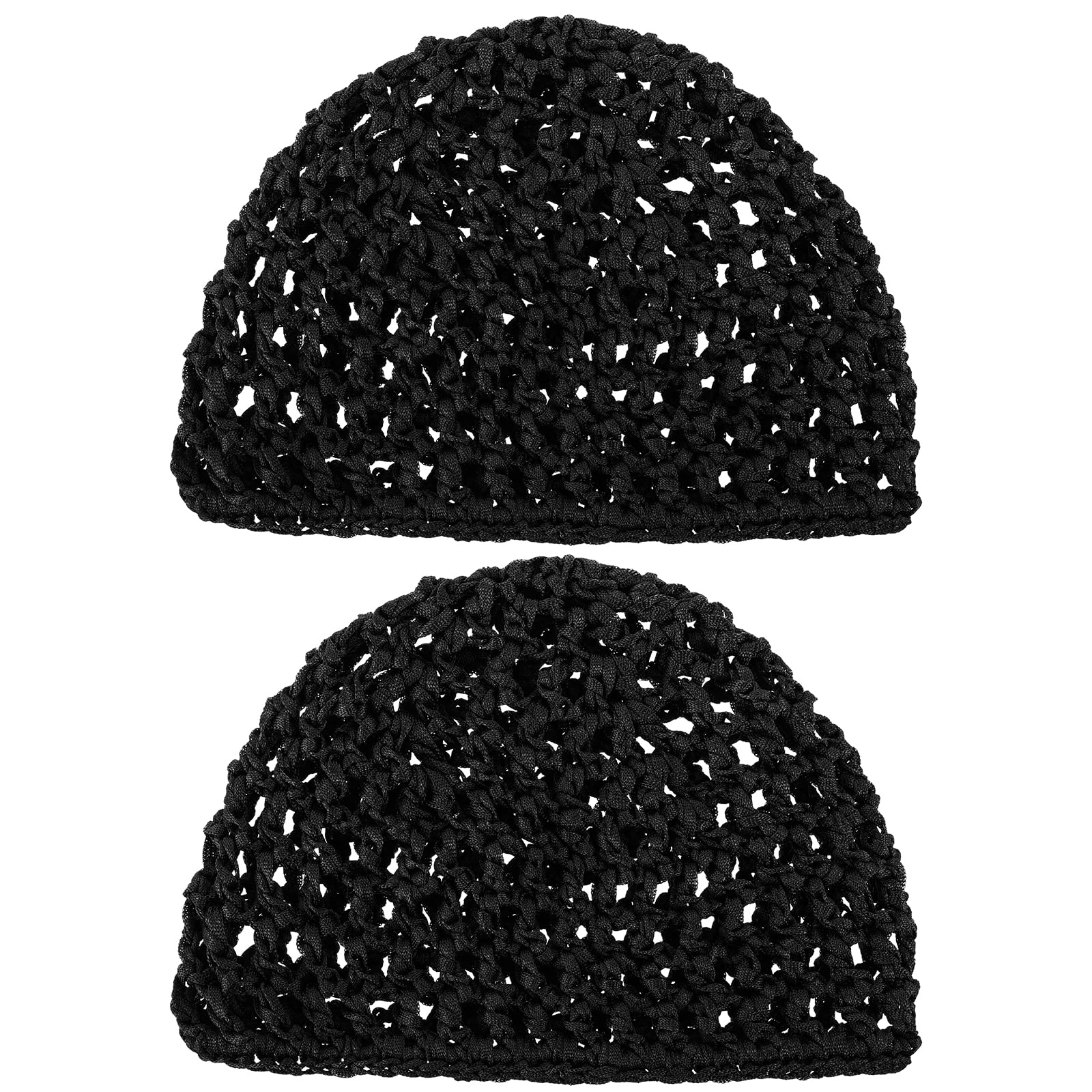 2 Piezas Gorro para Dormir Mujer Redecilla Pelo Malla Redecilla de Ganchillo de Rayón Suave Gorro de Redecilla de Punto Cabello Gorro Dormir Corto y Grueso Gorro de Ducha (Negro)