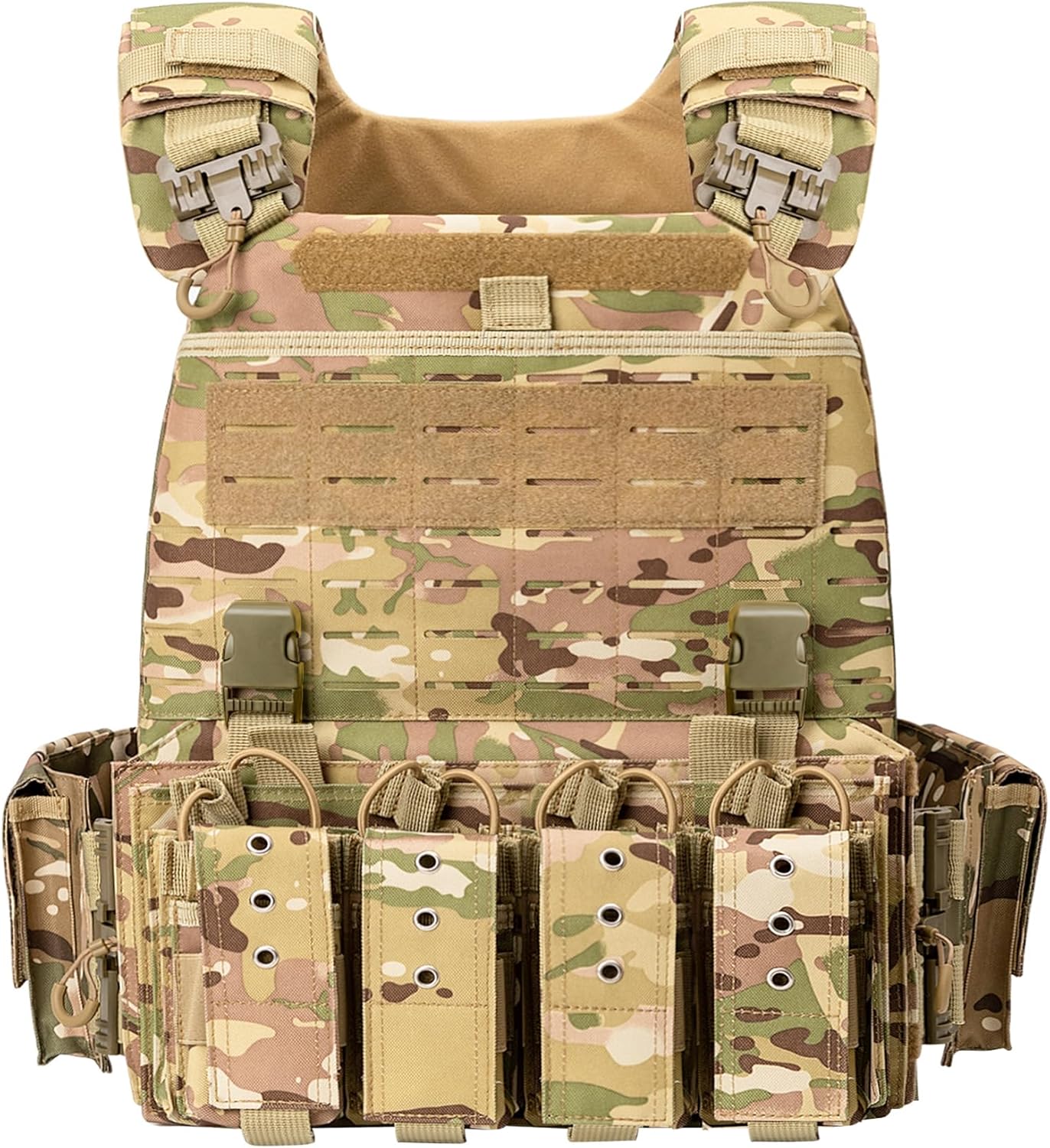 Quick Release Tactical Vest, Adjustable Breathable Weighted Vest for Men, Strong Tensile Lightweight Molle Vest 1000D Nylon for Duty Hunting Gaming