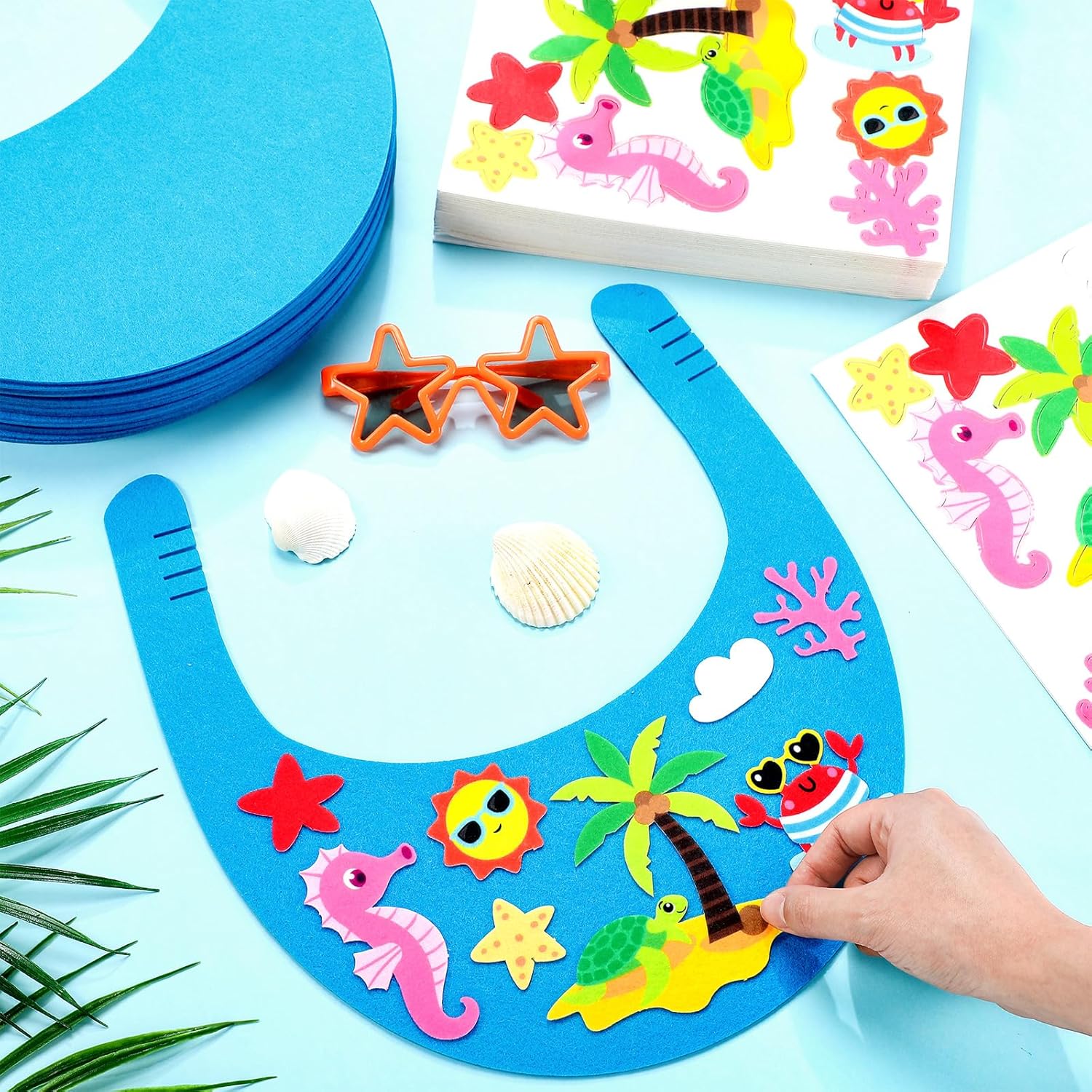 24 Sets Tropical Foam Visors for Kids Summer Felt Visor Crafts DIY Foam Visor Fun Felt DIY Crafts Sun Hats VBS Vacation Bible School Supplies Beach Sun Protection Hawaii Luau Party Decor
