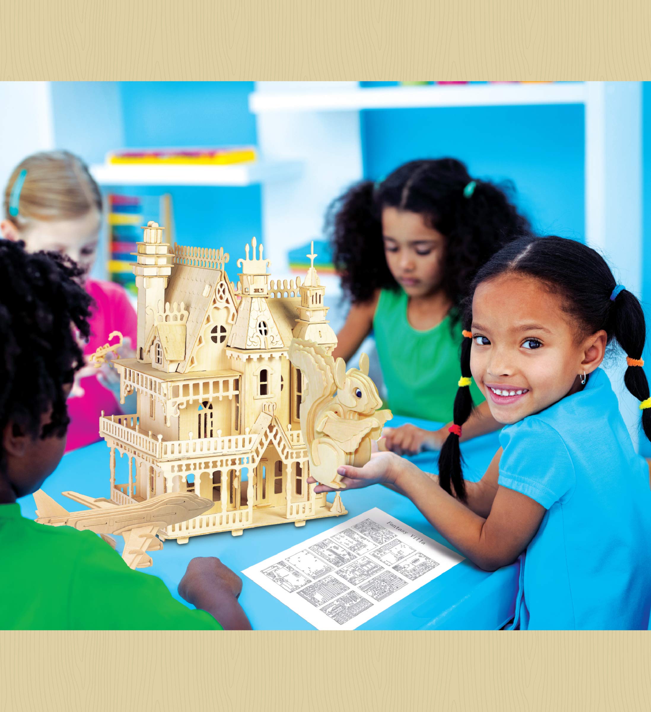 Puzzled 747 Jet Plane 3D Puzzle Wood Craft Construction Kit Aircraft, Fun & Educational DIY Wooden Toy Assemble Model Unfinished Craft Hobby Airplane Puzzle to Build & Paint for Decoration 33pcs Pack - Image 7