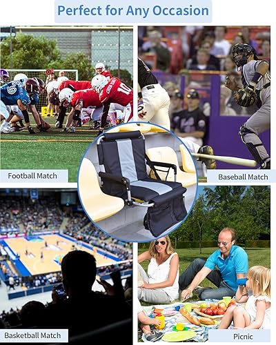 Miniatura 7 de AOOXIMI Asientos de estadio para gradas con soporte de espalda, asientos de gradas con respaldo y cojín ancho, sillas de estadio con portavasos,