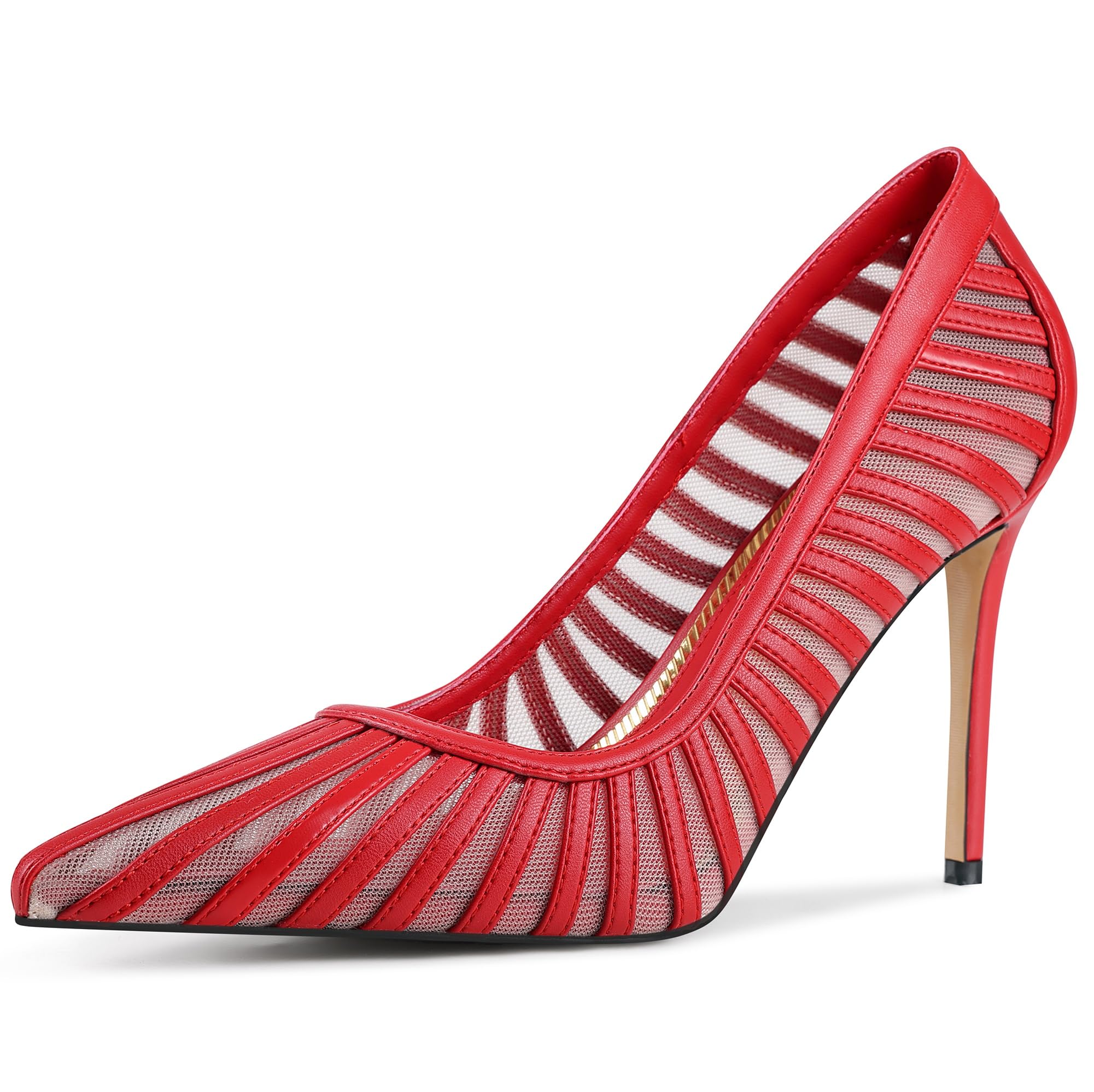 Women's Pumps Pointed Toe Heels Closed Toe Mesh Pumps High Stiletto Heels Dress Office Work Shoes for Women