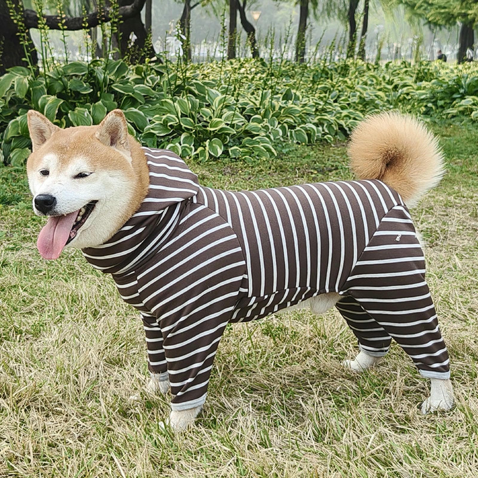 Felpa Con Cappuccio Per Cani Sportiva Alla Moda Felpe A Tutina Dolcevita A Righe Classiche Cappotto Per Cani Tuta Con Cappuccio E Maniche Lunghe A Quattro Zampe