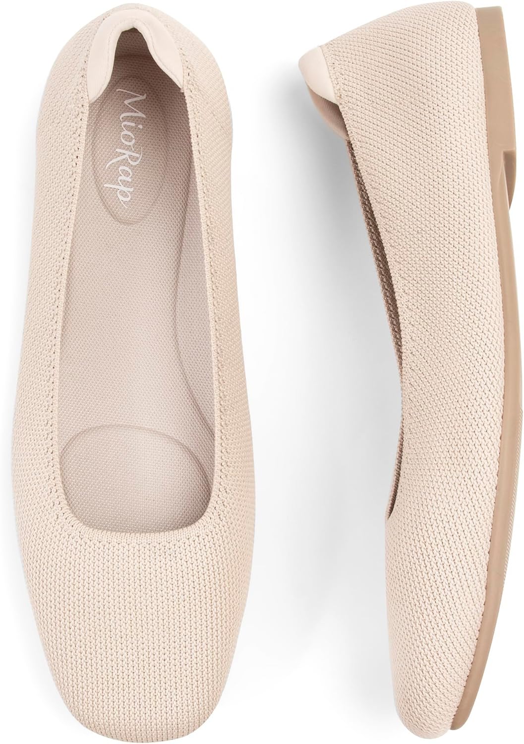 Square Toe Knit Mary Janes Flats for Women Comfortable Dressy Ballet Flat Shoes Business Office Wedding