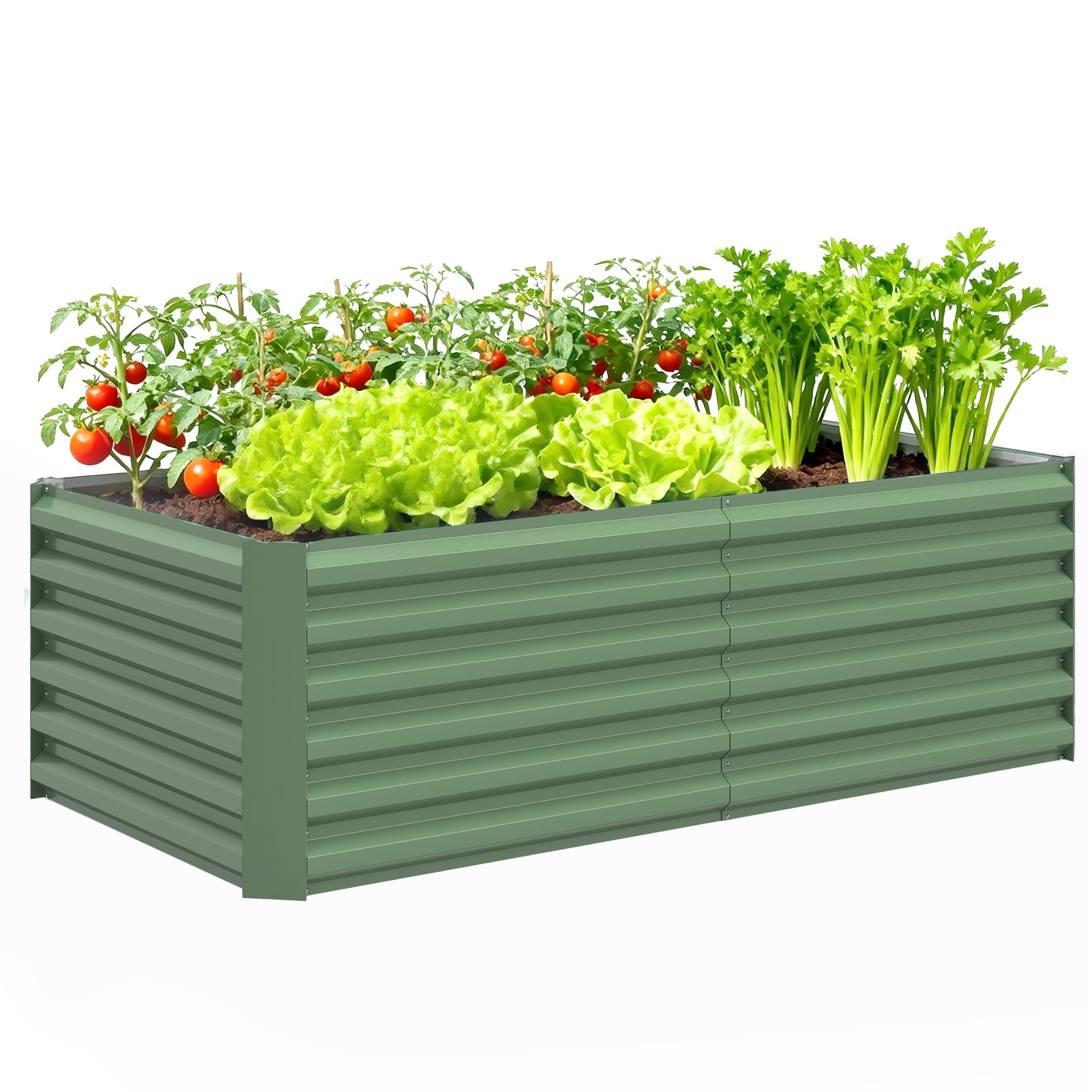 Outsunny Jardinière surélevée en Acier galvanisé, lit de Jardin avec Fond Ouvert, carré Potager de Jardin pour légumes, Fruits, Fleurs, 180 x 90 x 57,5 cm, Vert Clair