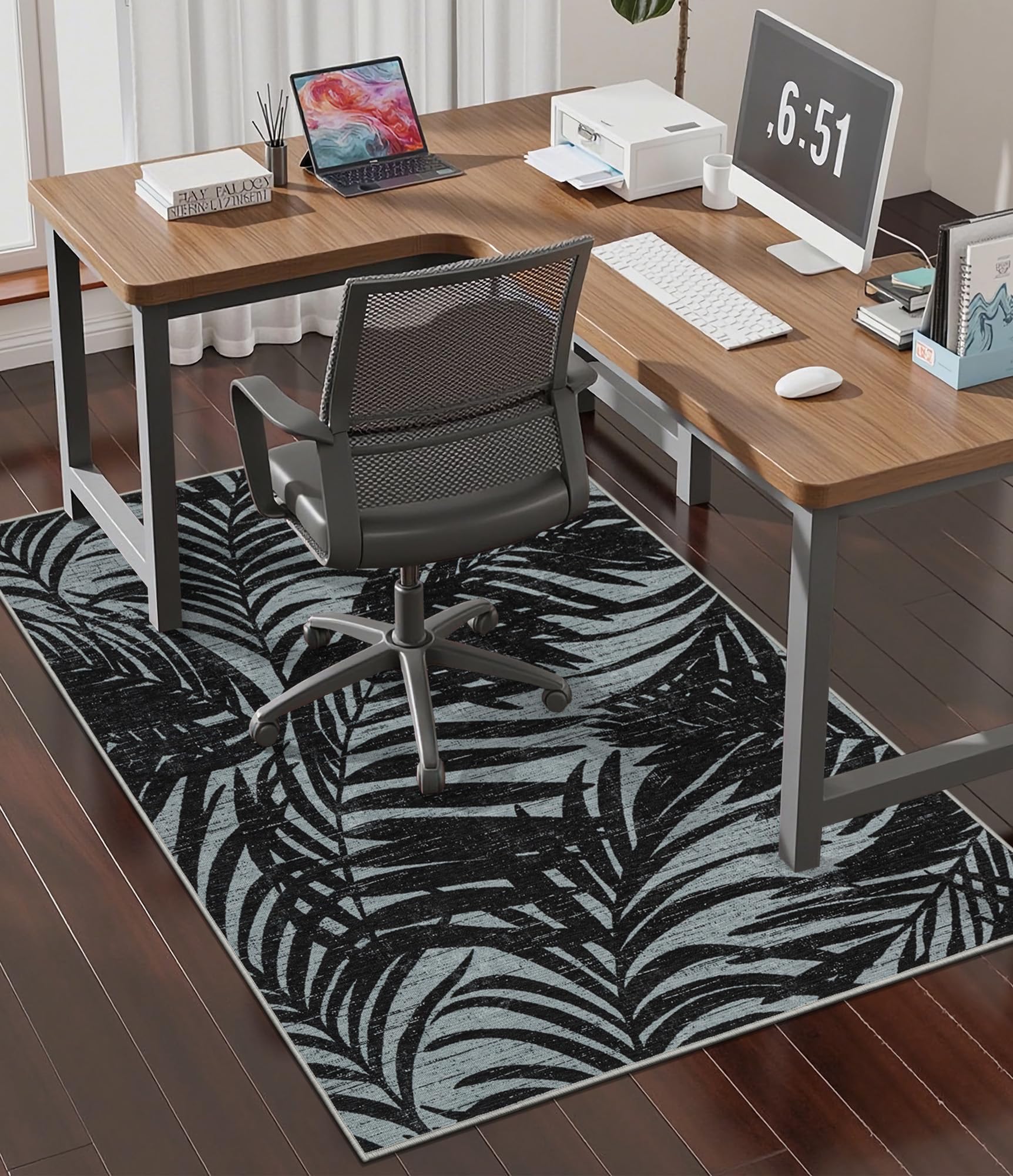 chakme Office Chair Mat for Hardwood Floor, 48"x36" Easy Glide Computer Desk Mat Protector for Rolling Chair Under Desk Rug Nonslip Backing, Machine Wash, (Leaf)