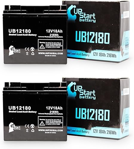 Paquete de 2 baterías de repuesto para Pride Gogo Elite Traveler  Batería de repuesto UB12180 universal sellada de plomo ácido (12 V, 18 Ah, 18000