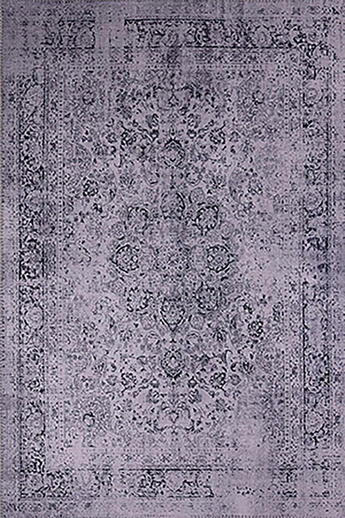 Pelangi Gri Vintage Desenli Yıkanabilir Kaymaz Taban Leke Tutmaz Modern Salon Halısı Ve Yolluk, Lila 180 x 280, 1358327180280728