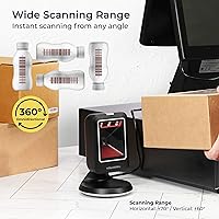 Vista 3 de Volcora Escáner de código de barras omnidireccional, lector automático de códigos de barras manos libres, detección de código de barras QR USB 1D 2D