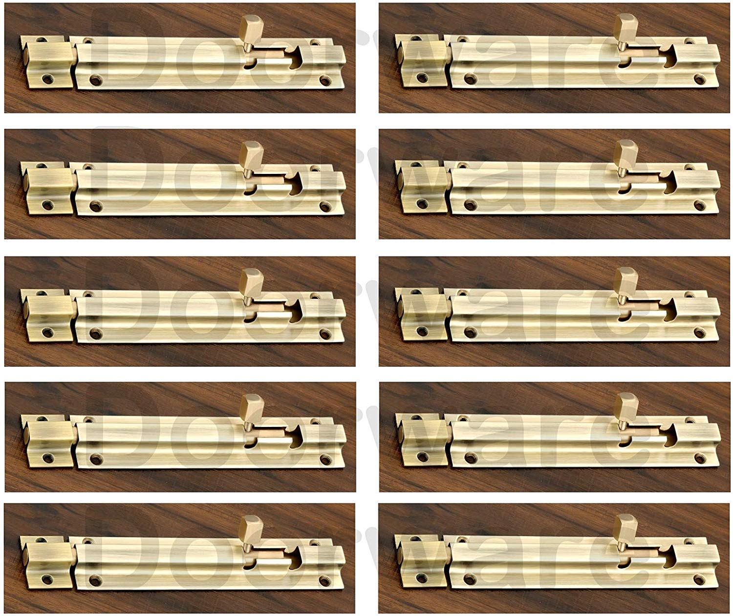 Doorware Classic Brass Antique Tower Latch Bolt 8 Inch for Door and Window Fittings 10 Pcs Hardware; Latch; DS305-010