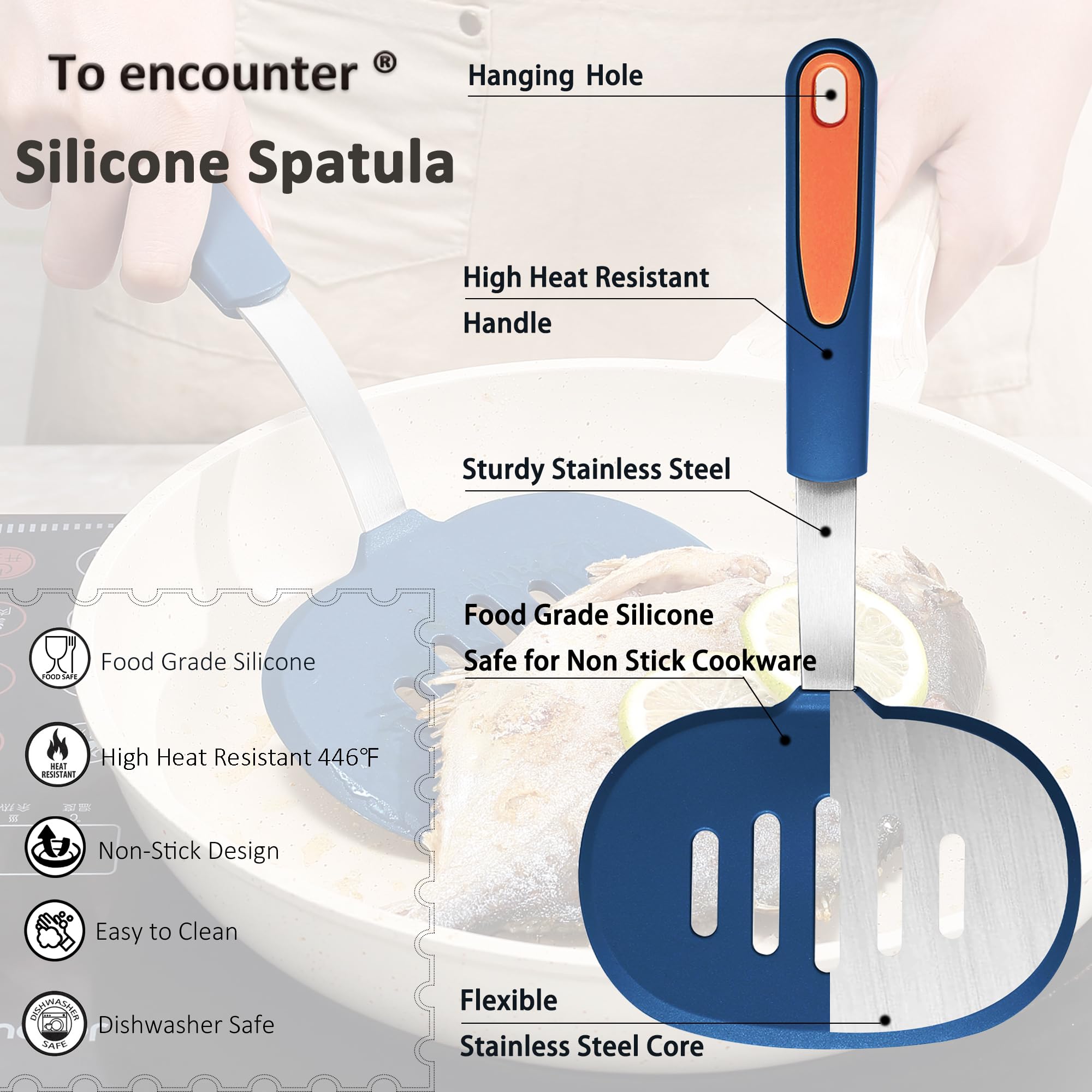 To Encounter Silikonspatel-Set – 2-teilig, Hitzebeständig Bis 446°F, Antihaft