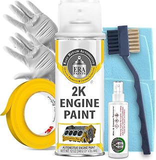 ERA Paints Yellow Engine Paint Kit With Omni-Curing Catalyst Technology - 2K Aerosol Glossy Finish With High Temp Resistance And Extreme Durability Against Color Fade And Chemicals Like Brake Fluid