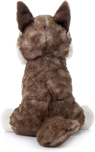 Miniatura 2 de The Petting Zoo Peluche de lobo de madera, regalos para niños, animales salvajes del zoológico Onez, juguete de peluche de lobo de madera sentado de