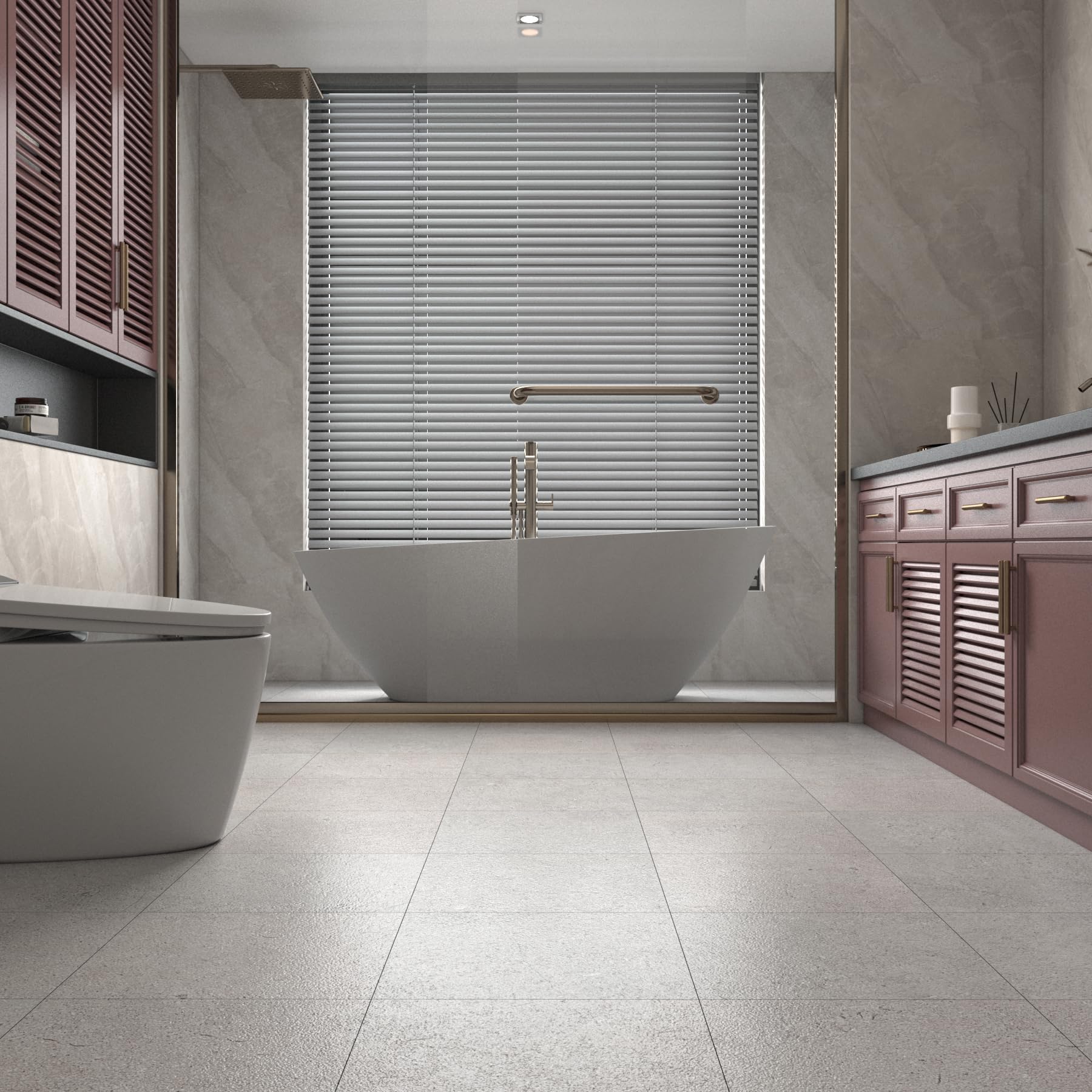 LaCheery 18 Pezzo Piastrelle Adesive Pavimento Bagno PVC Grigio Piastrelle Adesive Pavimento Cucina Granito 30cm x 30cm Pavimenti PVC Adesivi Interni Impermeabile per Soggiorno Resistente all'Usura