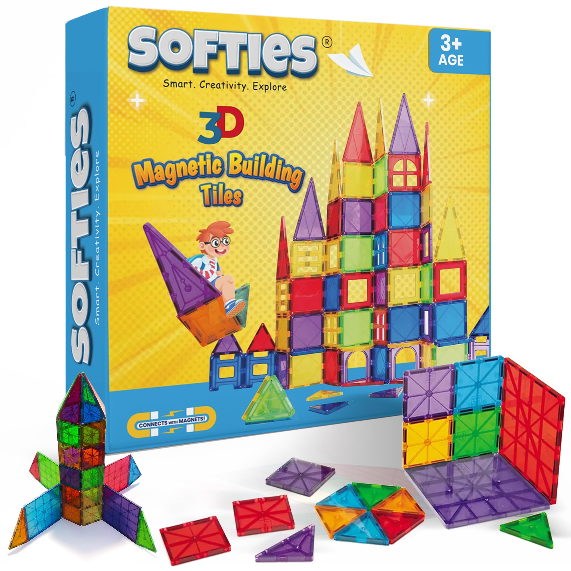 SOFTIES 20 pcs Magnetic Building Blocks for Kids | Educational Toys | Toys for Kids 5+ Years | Toys for 3 Year Old boy | Toys for 3 + Year Old Girl (B0BSFH1SS9) Amazon Price History, Amazon Price Tracker