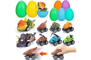 8 Pack Prefilled Easter Eggs with Dinosaur Pull Back Cars Filled Easter...