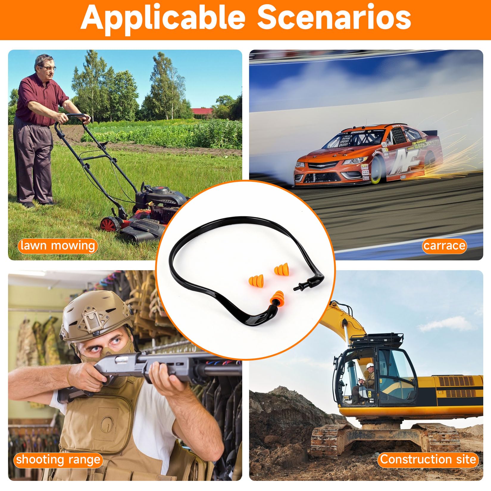 5 Pz Cuffie Antirumore Lavoro, Tappi Orecchie Antirumore per Lavoro, Concerti, Sonno, Viaggi, Tiro Sportivo, con 5 Paia di Tappi Orecchie Lavoros di Ricambio (14,5 x 14,8 cm) - 5