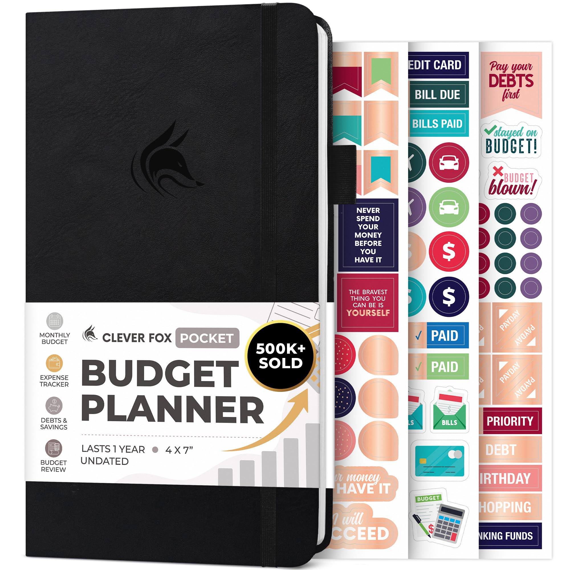 Clever Fox Budget Planner - Expense Tracker Notebook. Monthly Budgeting Organizer, Finance Logbook & Accounts Book, Bill Tracker, Pocket size (Black)