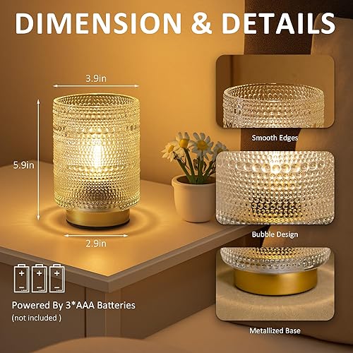 Miniatura 5 de Lámpara estética decorativa de estante con temporizador para decoración de mesita de noche, mesa de café, estantería, pequeñas lámparas inalámbricas