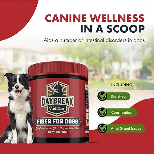 Miniatura 7 de Daybreak Nutrition Fibra para perros cáscara de psyllium, raíz de remolacha, raíz de diente de león y prebióticos para ayudar a aliviar la diarrea,