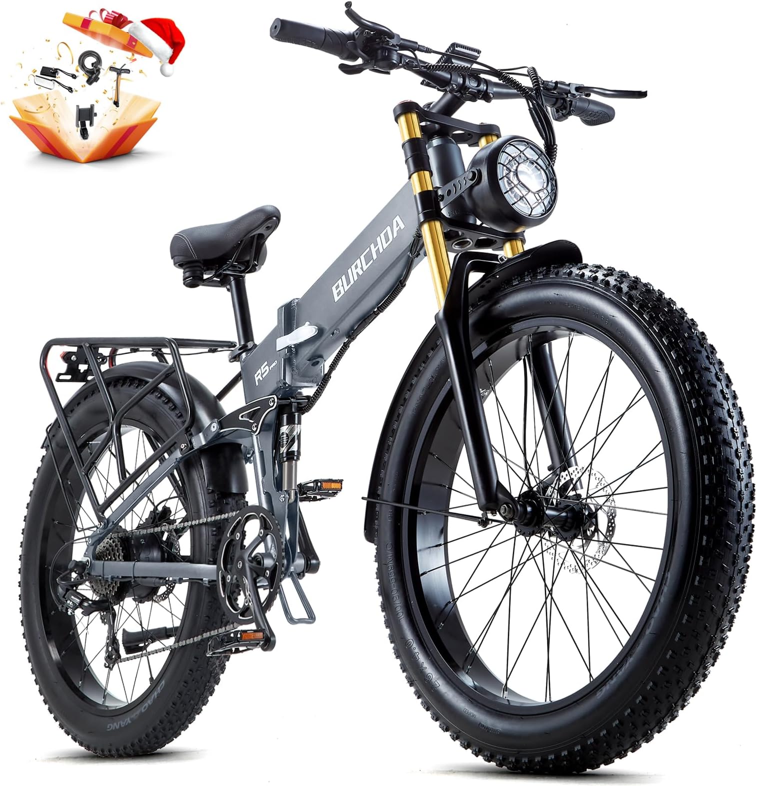 Dual Motor Electric Bike for Adults AWD 5000W/3000W/1500W Peak 210 NM Dirt Ebike, 40MPH/30MPH, 52V/48V Battery Up to 180 Miles Long Range, 26" Full Suspension Fat Tire Mountains Electric Bicycle