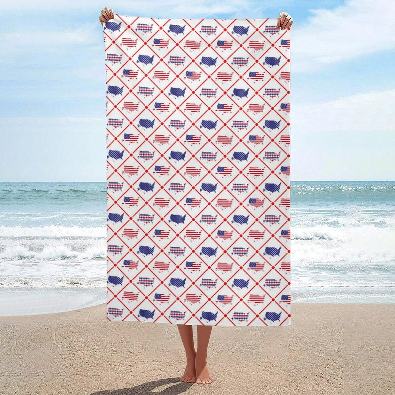Anceky Bath Towel Quick-Dry Large American Flag Beach Towels Soft Absorbent Bath Towel for Travel Swimming Gym 31 X 51 in