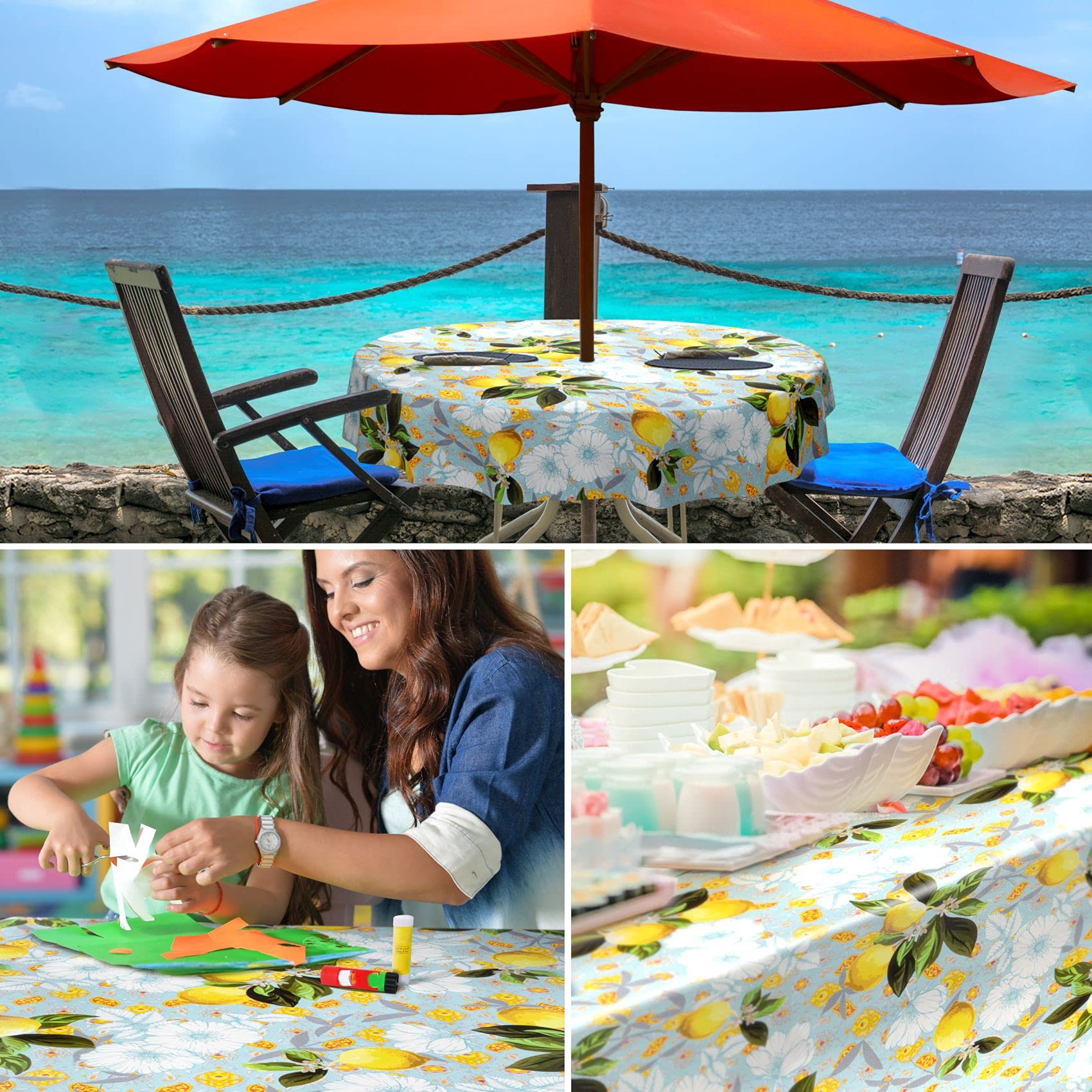 Nappe En Toile Cirée Lavable Motif Coquelicots - 350 X 140 Cm Impermeable Pour Table De Jardin