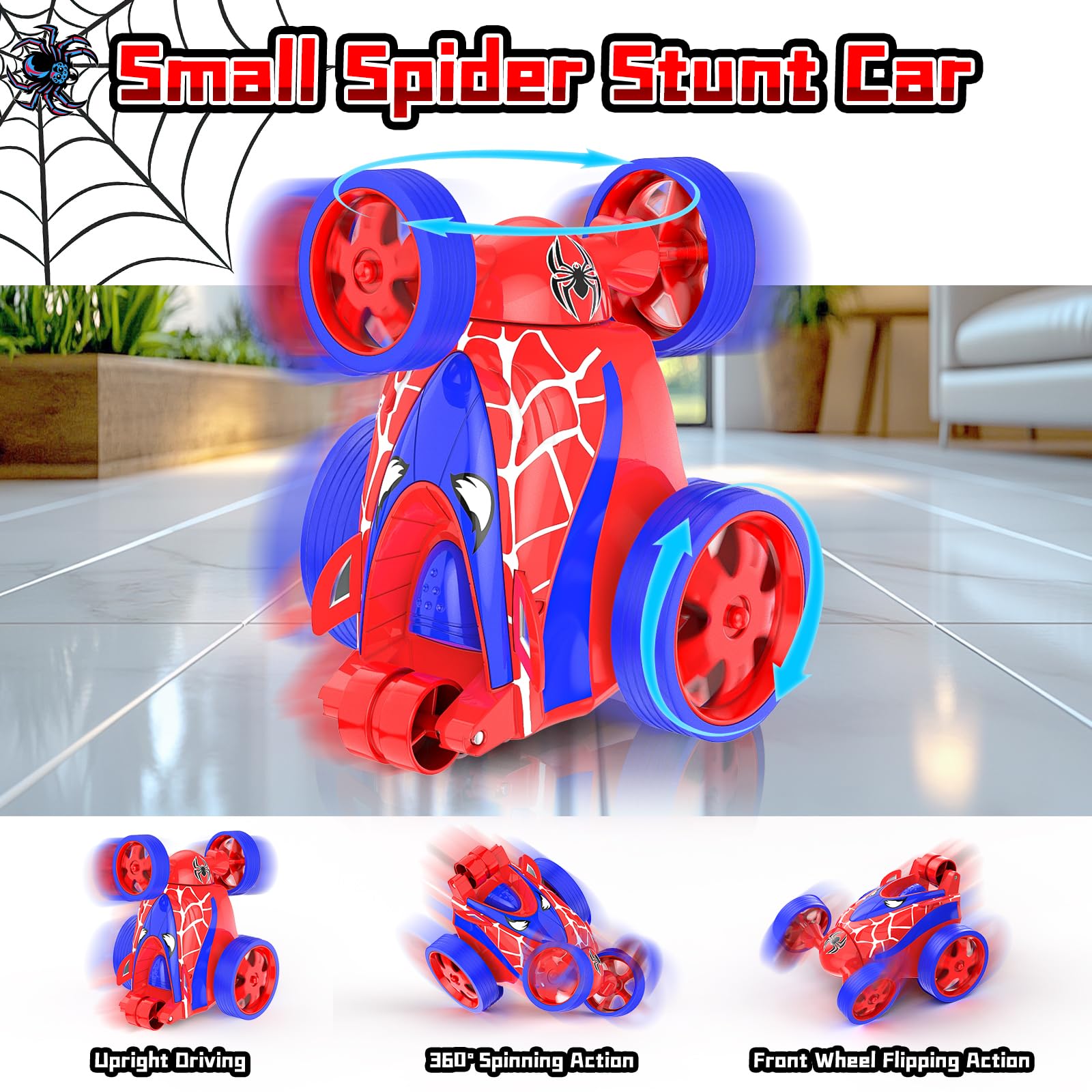Buoeuik Voiture Telecommandé Enfant, Mini RC Stunt Spider Car 360°Rotation Jouet Garçon 3 4 5 6 7 Ans Fille Cadeau Anniversaire Noel Jeux Véhicule Téléguidée Intérieur Extérieur - 2