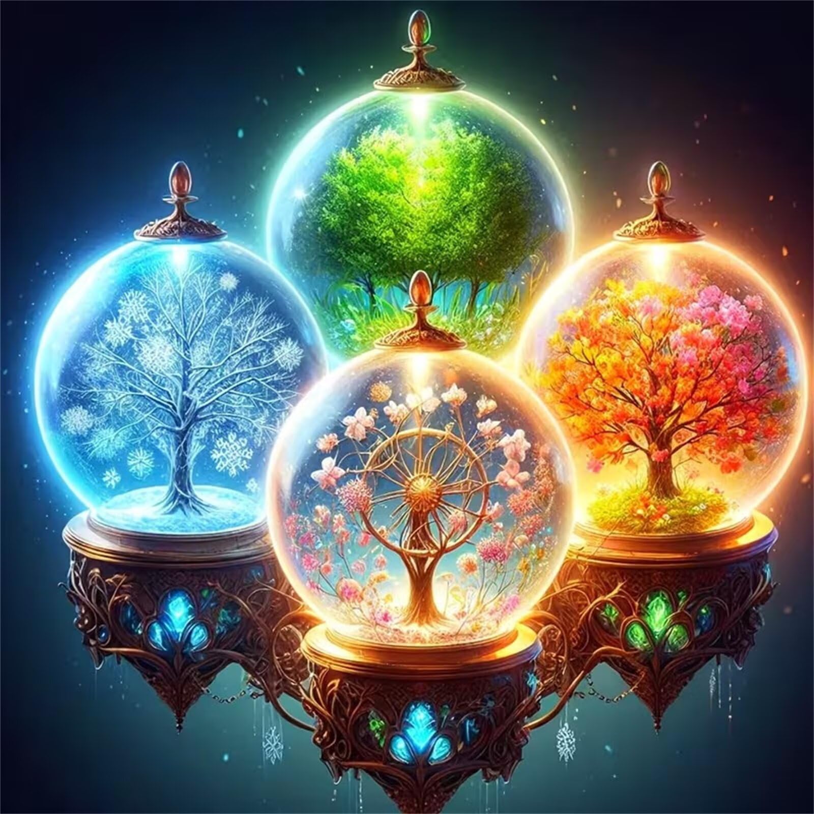 Puzzle 1000 sztuk dla dorosłych, DIY puzzle sztuki, puzzle, stymulujące zabawki edukacyjne wystrój domu(kryształowa kula na cztery pory roku)