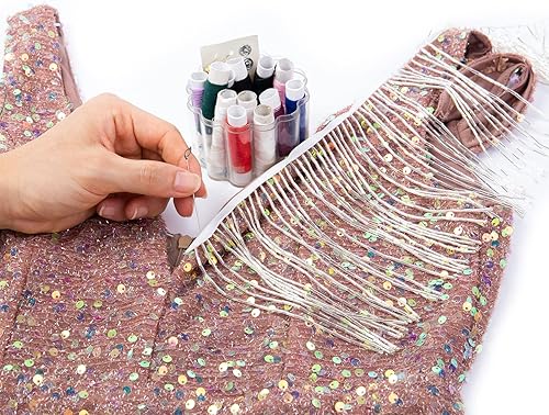 Miniatura 6 de Ribete de flecos con cuentas, cinta con borlas de 6 pulgadas de ancho, 2 yardas de largo para manualidades, decoración de ropa (plateado)