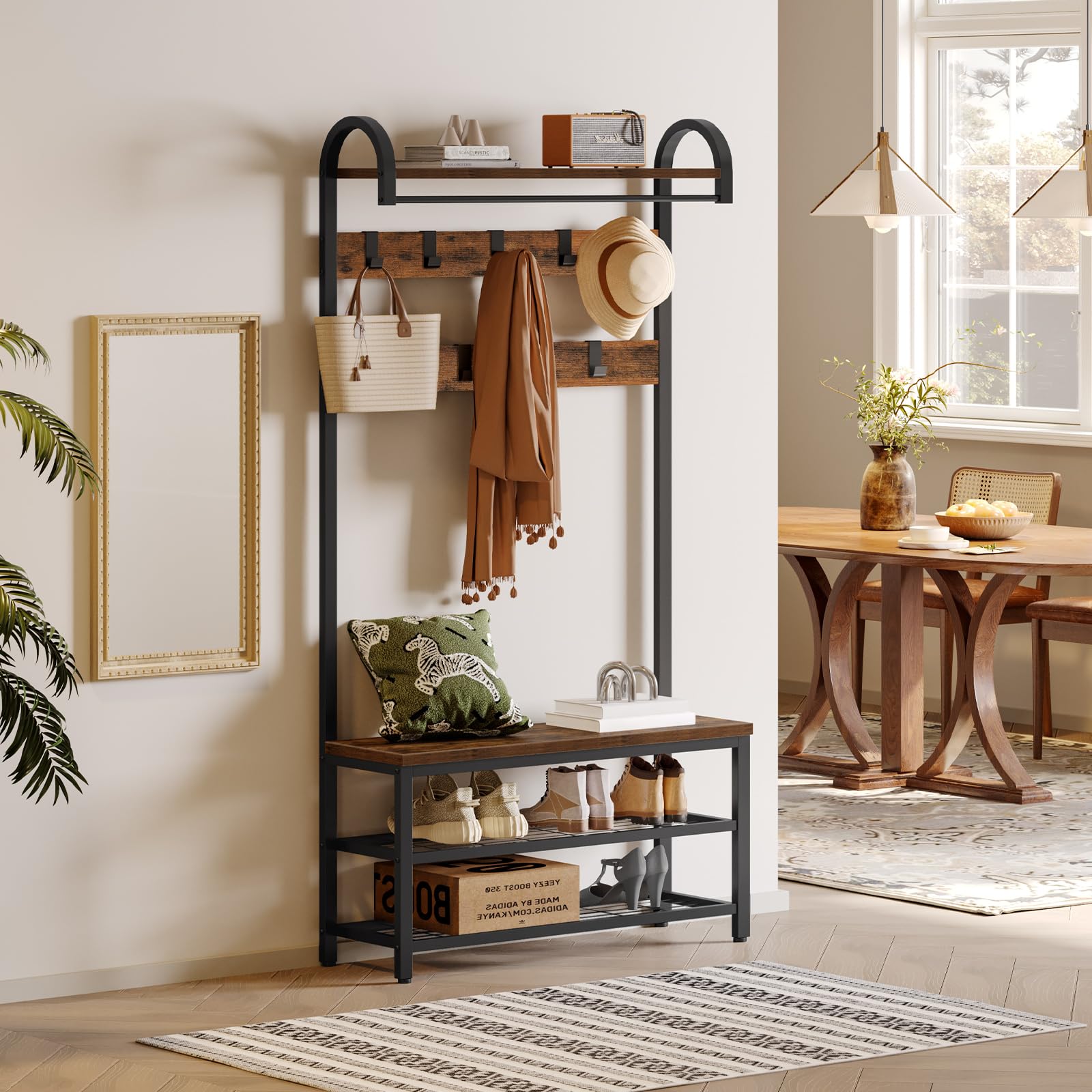 Exxen kapstok Schoenenbank, Industriële garderobe met Opbergplank