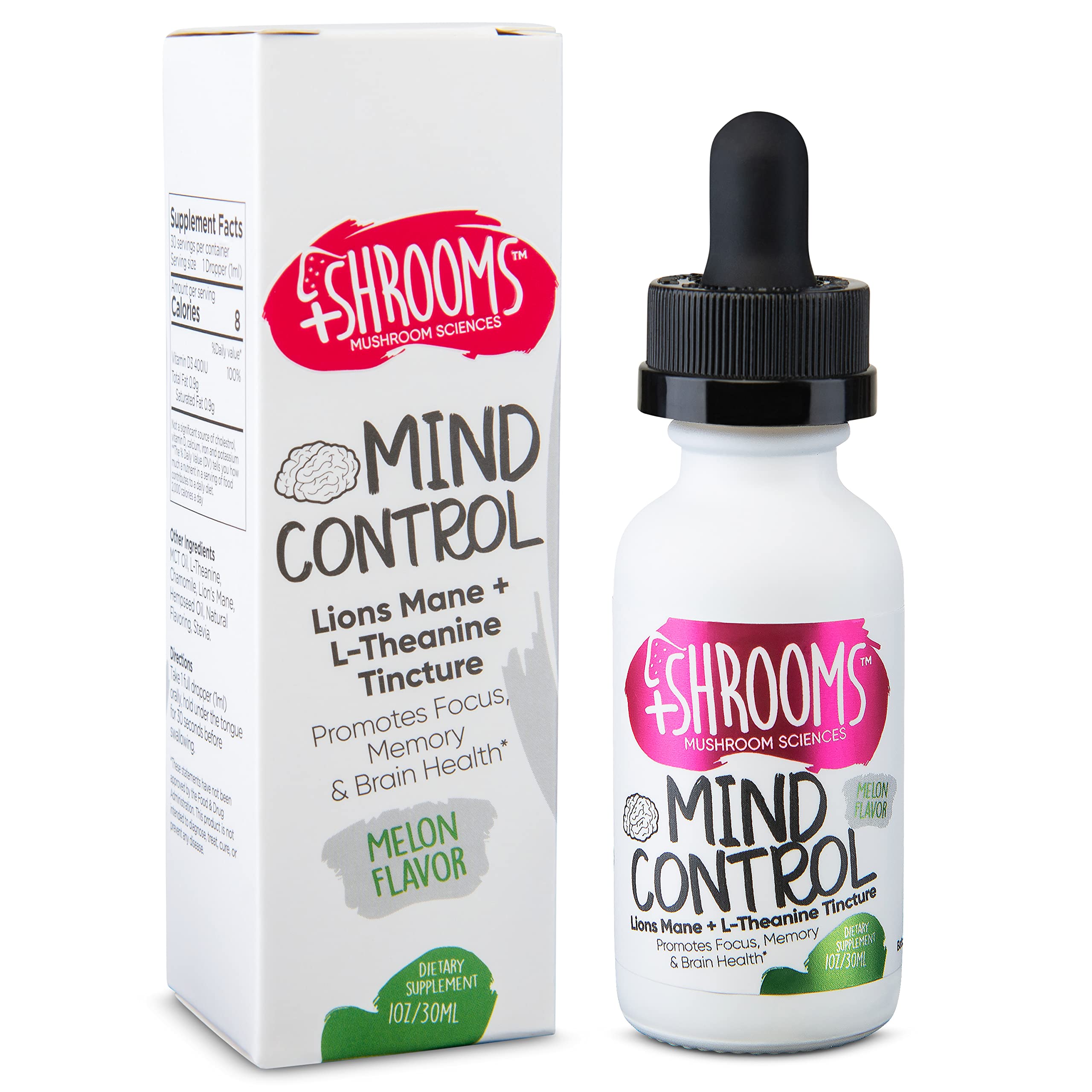 +Shrooms | Mushroom phytochemical Oil. Plant Based Extract Tincture Supplement. 1oz Bottle (Mind Control)