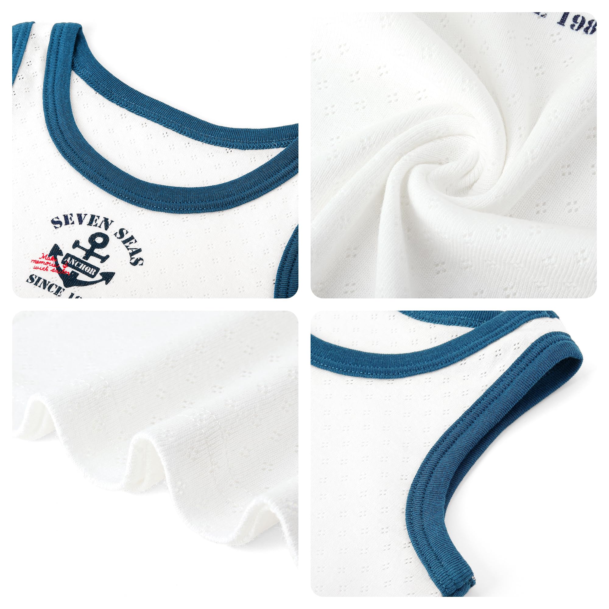 3 Paquets Bébé Débardeurs Enfants Maillot de Corps Coton sans Manches Gilet Garçons Respirant Maille Base T-Shirts Hauts