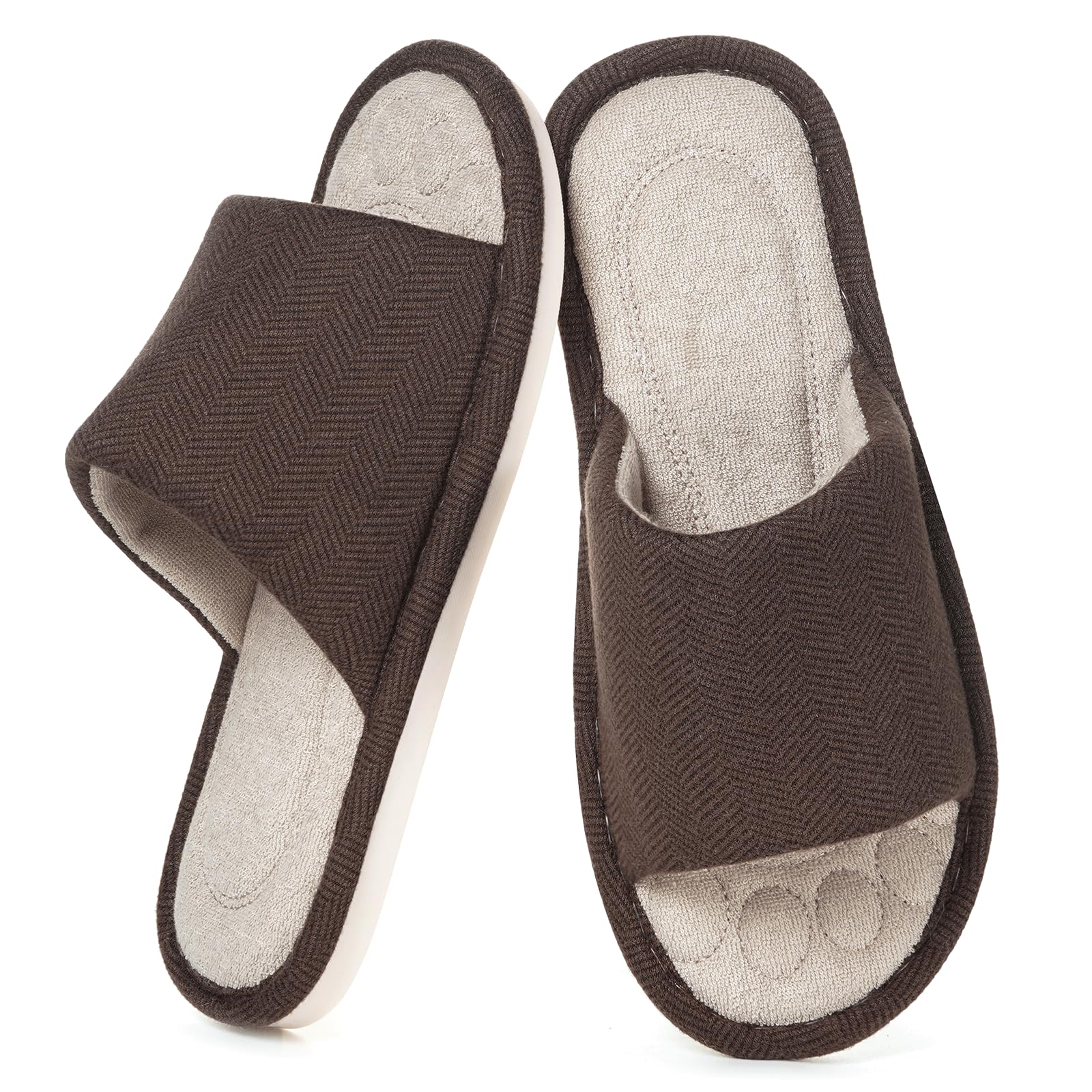 Zapatillas Casa Mujer Hombre Cómoda Espuma de Memoria Transpirable Algodón Pantuflas Punta Abierta Antideslizante Slippers Verano — view 13