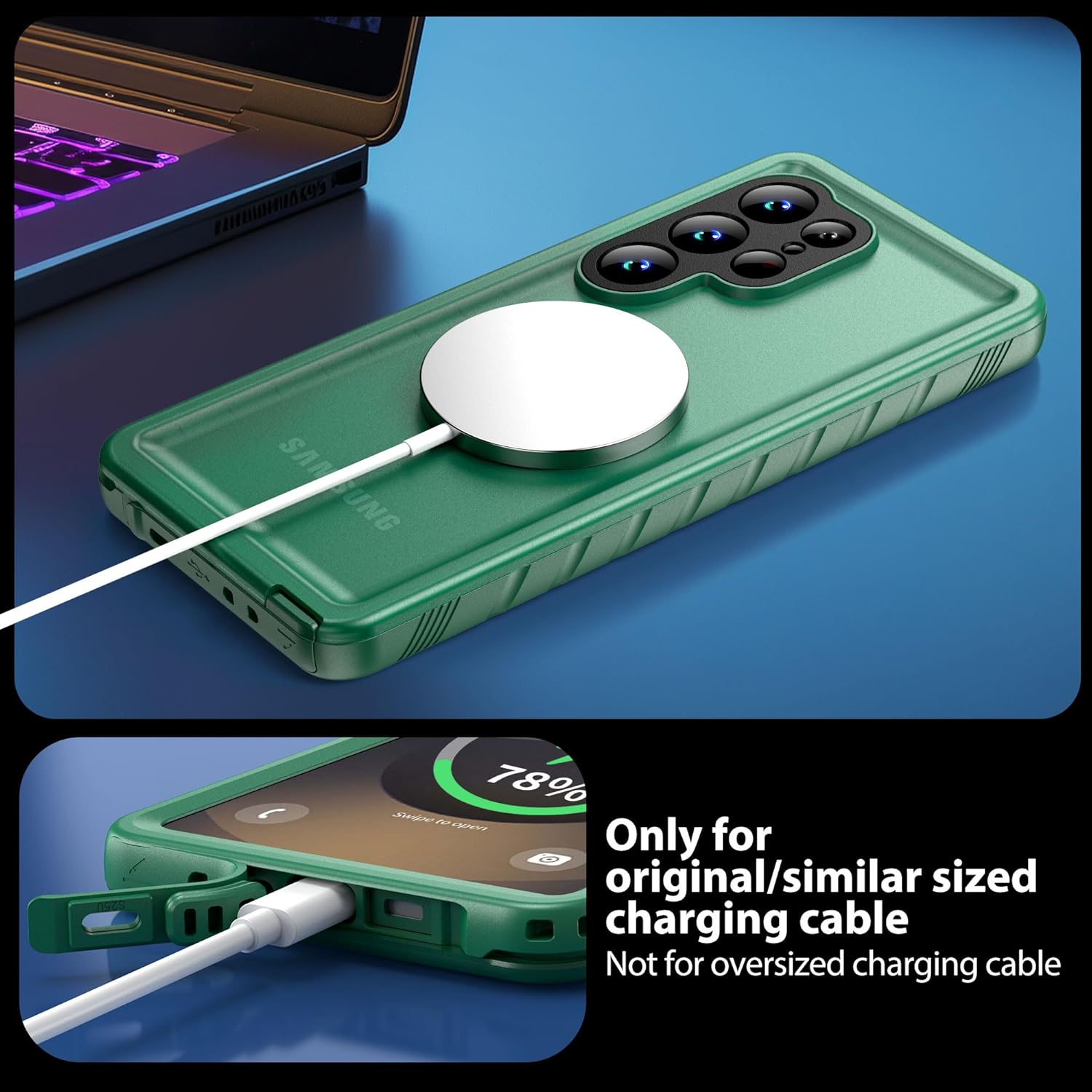 SPORTLINK Waterproof Case for Samsung Galaxy S25 Ultra, Shockproof Dustproof Built-in Screen Protector, Full Body Sealed Heavy Duty Protective Cover for Samsung Galaxy S25 Ultra 6.9’’ Green