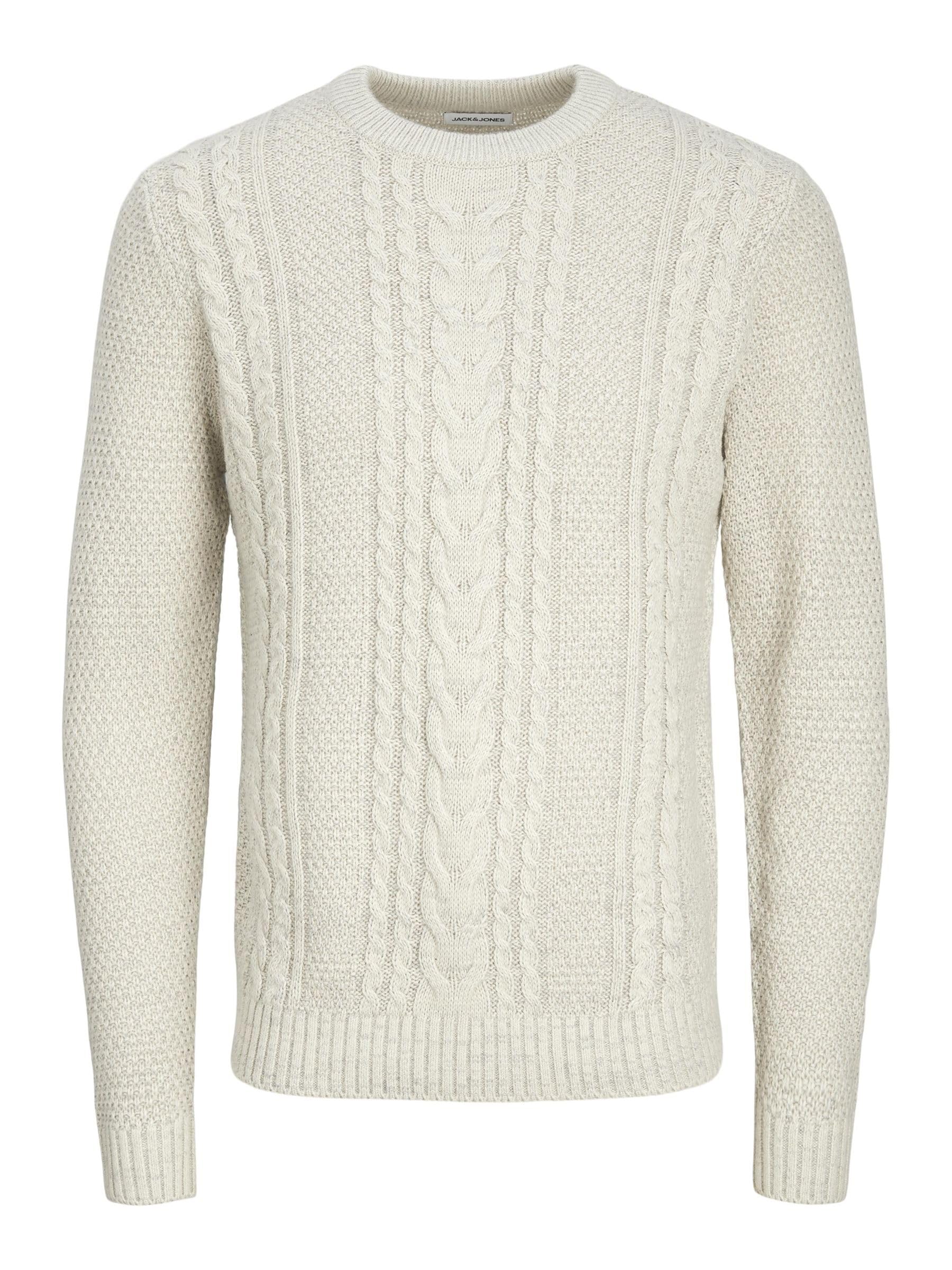 Jack & Jones Men's White Melange Knitted Jumper, S