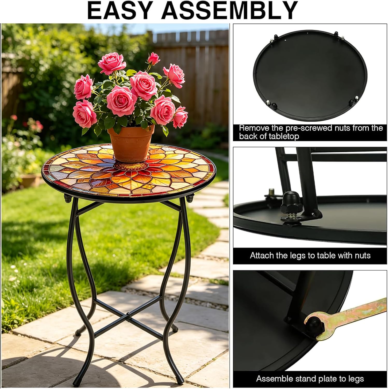 14" Outdoor Side Table, Rust Proof Small Metal Side Table for Balcony