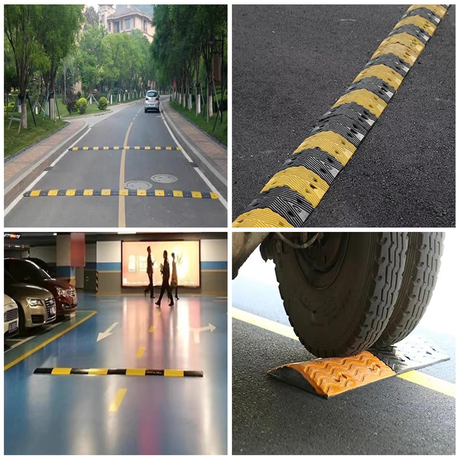 Reductores de Velocidad,Badenes para Garaje Goma Resistente,Banda Reductora De Velocidad Vial,Báden Reductor de Velocidad Vial,Resistente Al Desgaste,para Coches,Camiones,Furgonetas