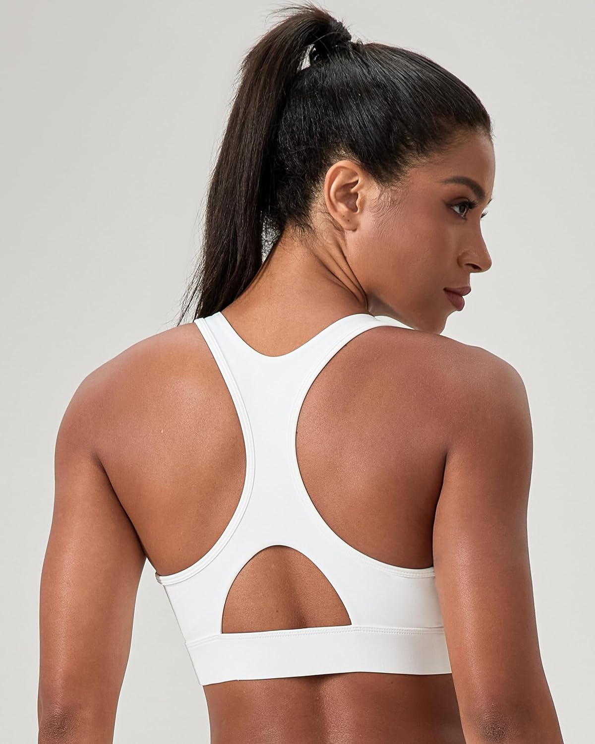 Women's Sports Bra, Criss Cross Deep V Neck Racerback Workout Top with Removable Pads, Medium Impact Tank Top - Image 3