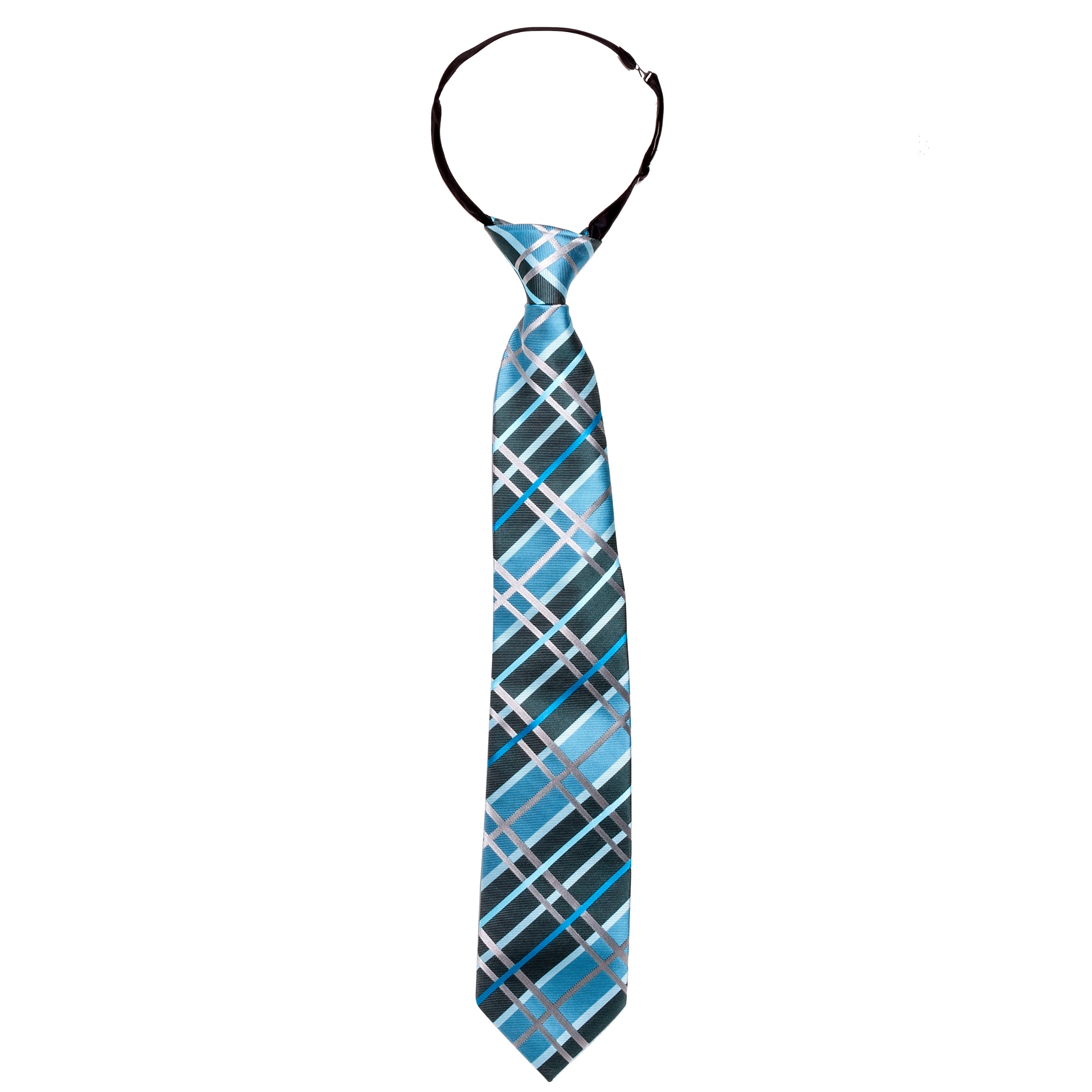 Baxbo Plaid Hidden Flask Clip-On Neck Tie (Petterson Turquoise & Gray)