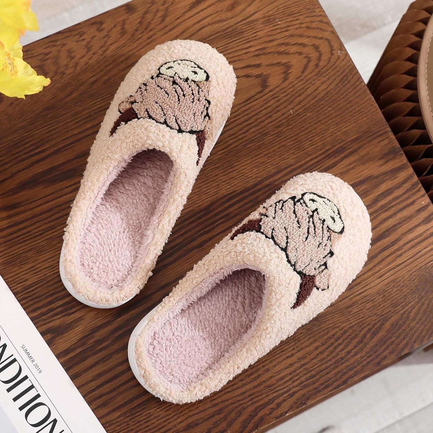 Highland Cow Slippers for Women Plush Scottish Highland Cow Animal Slippers Warm Non Slip Home Indoor Slippers - Image 4