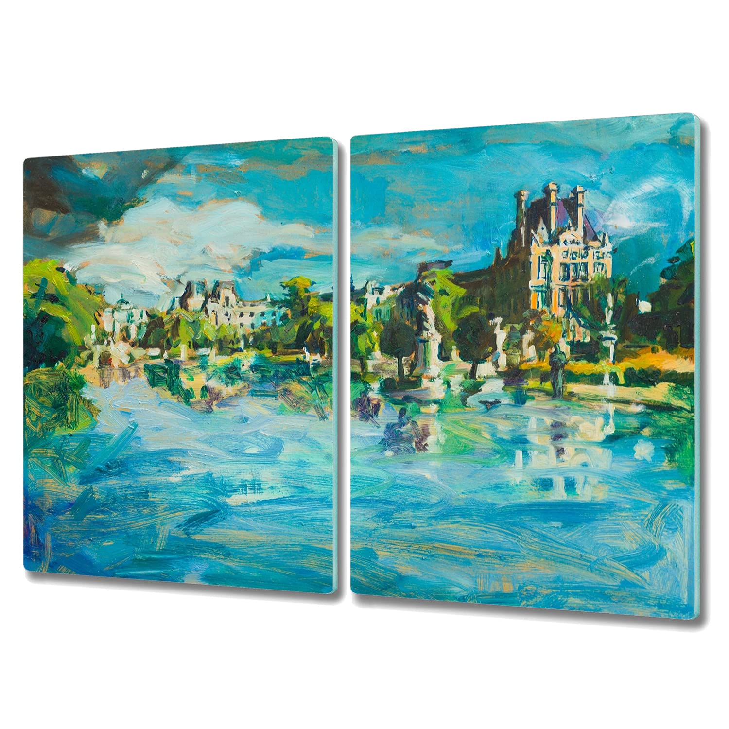 Verre trempé cuisson induction et planche à découper château 2x40x52