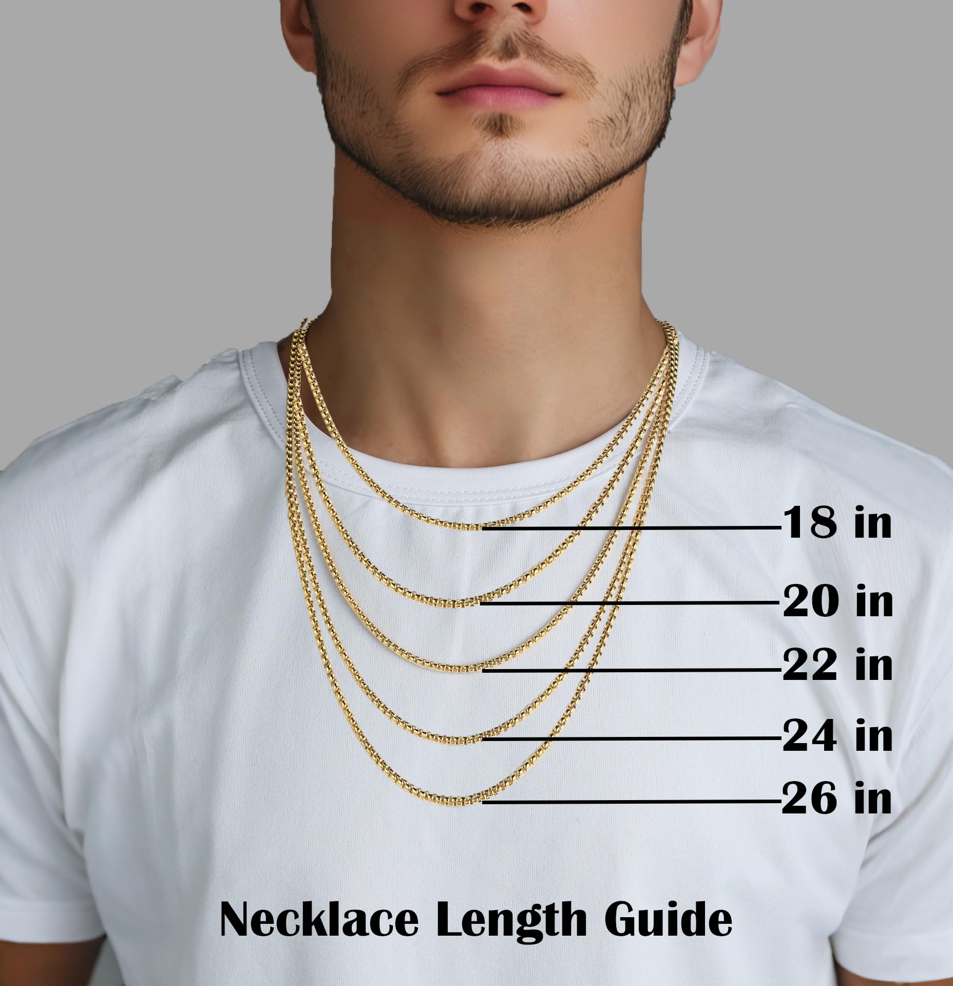 Cadena de oro y plata para hombres, 0.098 in 0.118 in para hombre de acero inoxidable cadena cadena collar joyería para hombres, Acero inoxidable, No es una piedra preciosa 6