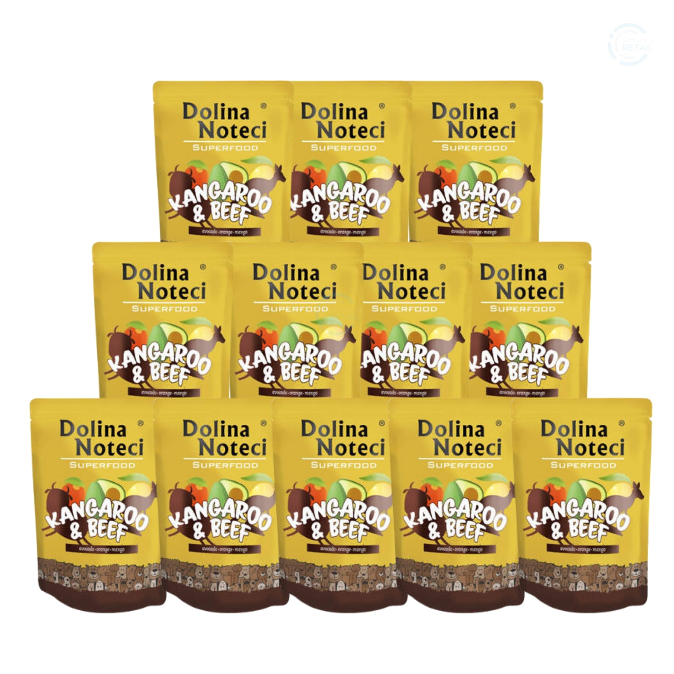 Dolina Noteci Premium SUPERFOOD Grain-Free Wet Dog Food for All Breeds – Natural Recipes, Tailored Nutrition, Unique Meats & Functional Supplements, No Additives (Kangaroo & Beef, 12x300g)