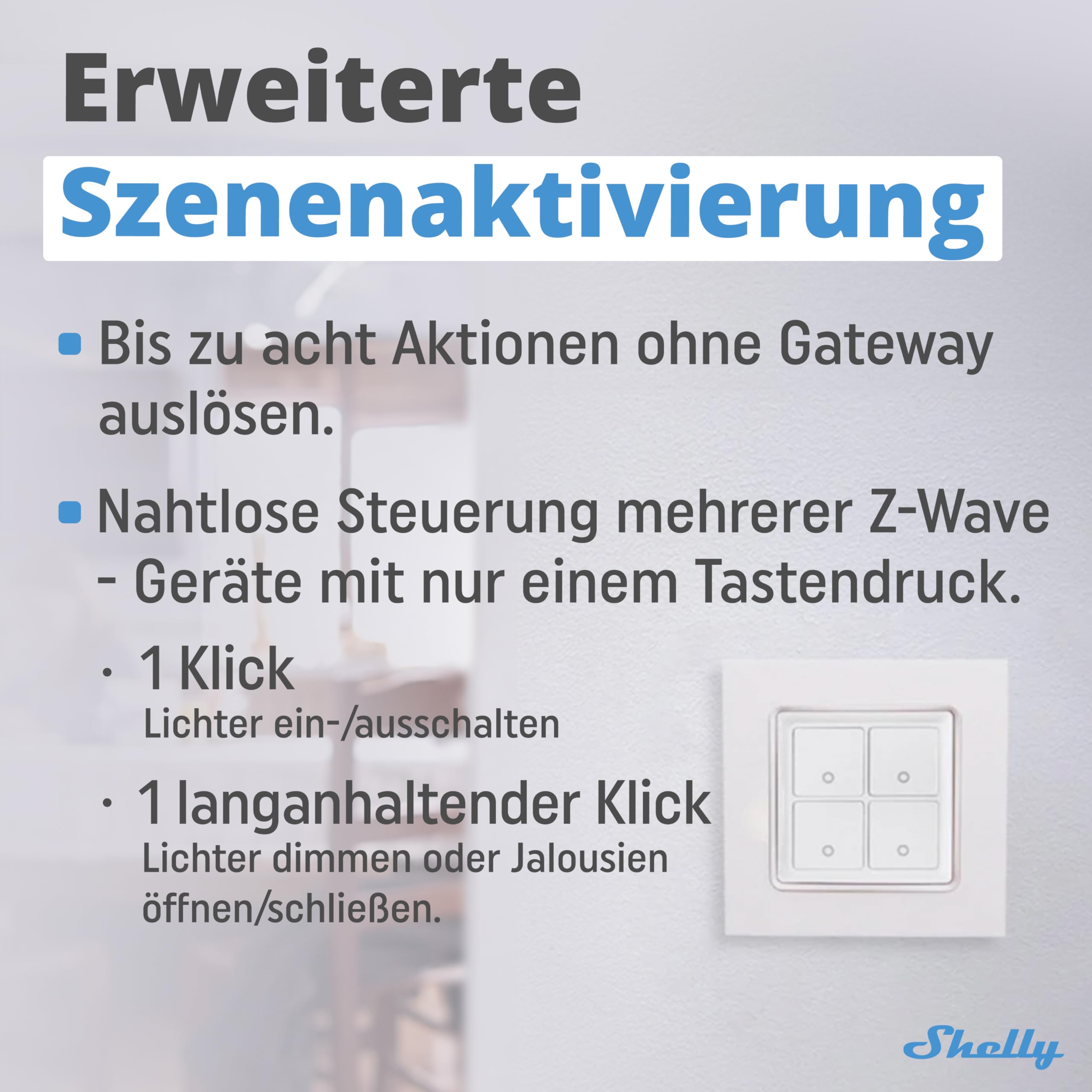 Shelly Wave i4 DC | Z-Wave Smart Controller | 4 Digitalen Eingängen 5-24 V DC | Hausautomation | Fortgeschrittene Steuerung | Z-Wave-Gateway Erforderlich | Erweiterte Funkreichweite