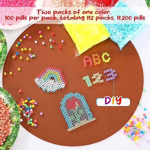 Miniatura 4 de Libima 56 bolsas de cuentas fusibles a granel para niños, arte y manualidades, juego de cuentas de hierro surtidas de 0.197 in, cuentas de arcoíris