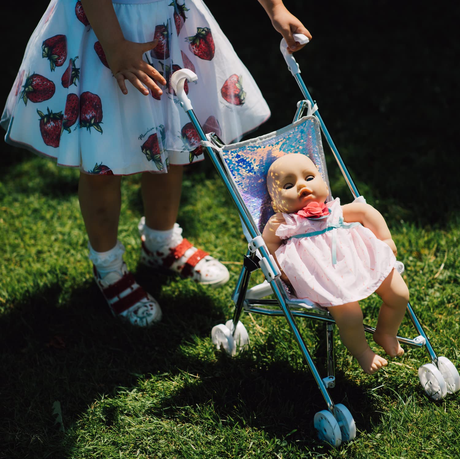 Roma Dolls Pram -Umbrella Buggy for Baby Doll, Ages 2 Years and Above, RHS, Teddy, Rupert,Foldable, Portable - Image 2