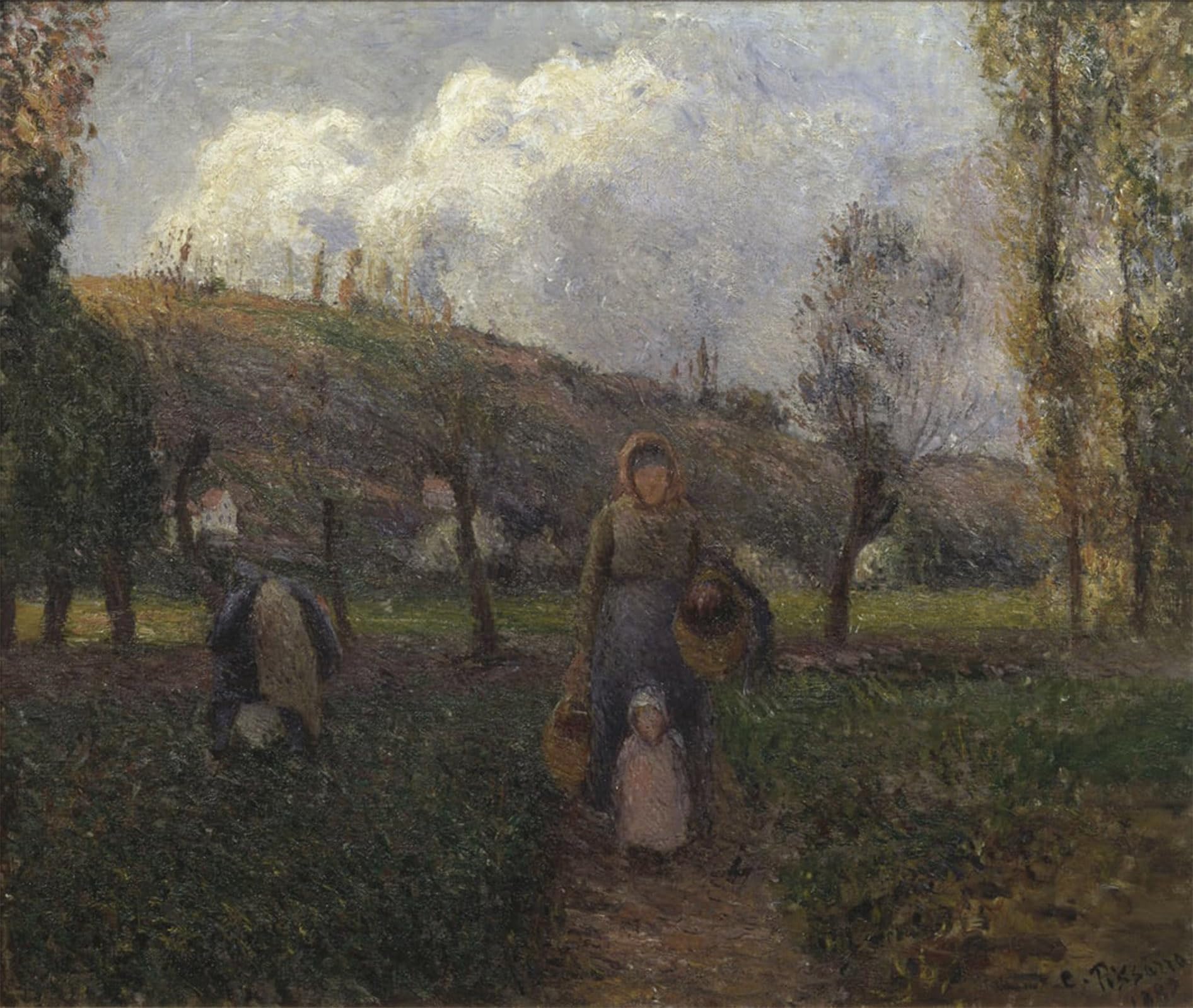 HRJUBWREE Classic Canvas Picture Art Canvas Print Modern Oil Painting the Return From the Fields by Camille Jacob Pissarro Artwork on Wall for Home Decor 60x90cm