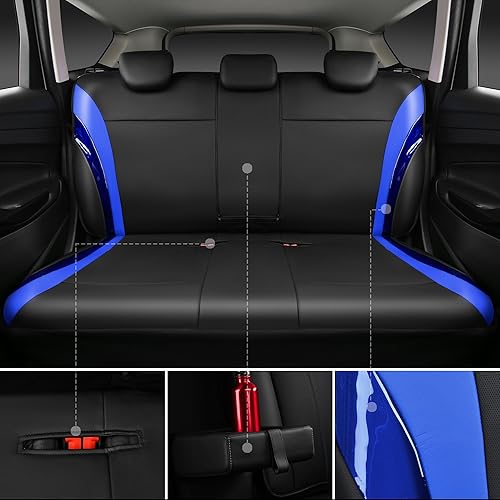 Miniatura 4 de CAR PASS Juego completo de fundas de asiento de automóvil de piel sintética impermeables para automóviles, compatibles con bolsas de aire, ajuste
